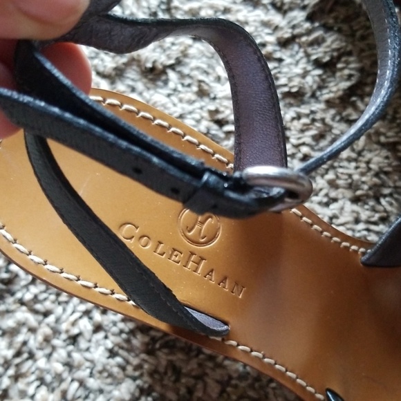 Cole Haan Black Wedge Heel Sandal 9B - Picture 3 of 7